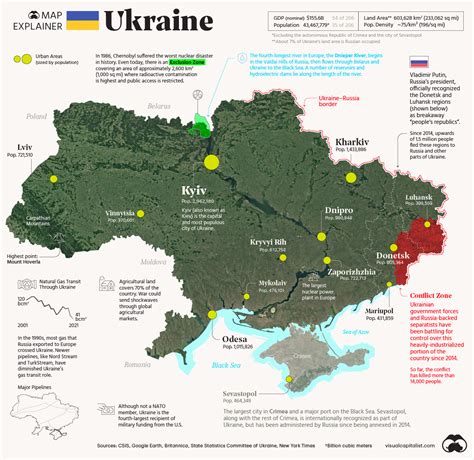 Map of Russia and Ukraine
